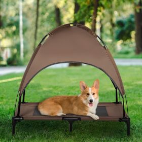 48" x 36" Elevated Portable Dog Cot Cooling Pet Bed with UV Protection Canopy Shade (Option: Coffee-760x200x100 mm)