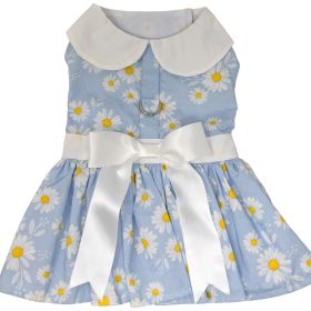 Blue Daisy Dog Dress with Matching Leash (size: X-Small)