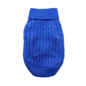 Combed Cotton Cable Knit Dog Sweater (Color: Riverside Blue, size: small)
